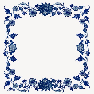 Blue vintage flower frame, decorative | Premium PSD - rawpixel