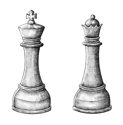 Hand-drawn chess king and queen | Free Photo Illustration - rawpixel