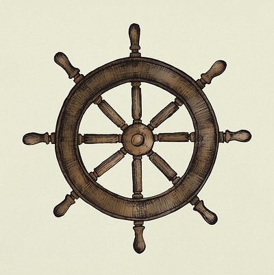 Hand drawn ship wheel