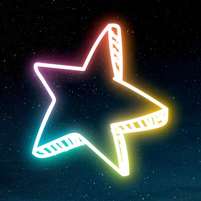 rainbow neon star light