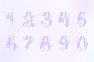 Holographic pastel font numbers psd | Premium PSD - rawpixel