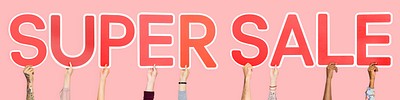 Hands holding the words super sale