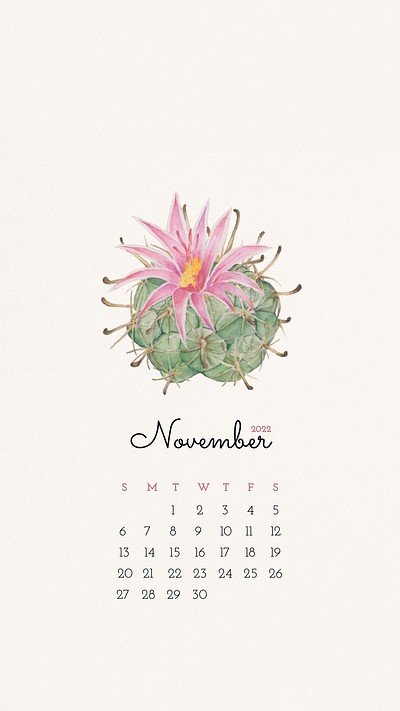November Calendar Mobile Wallpaper Romantic Bouquet Background Wallpaper  Image For Free Download  Pngtree