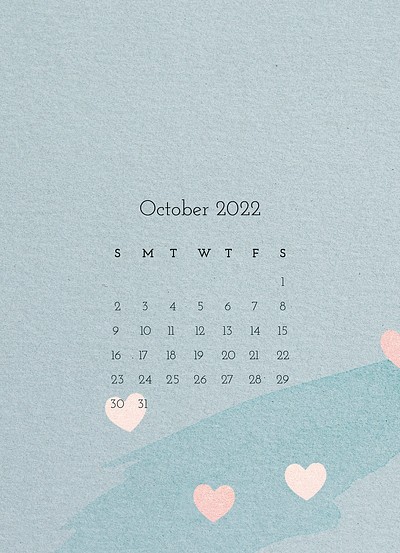 Aesthetic 2022 October calendar, printable | Premium Photo - rawpixel