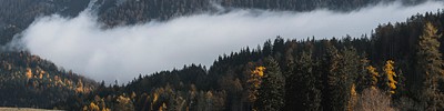 Dolomites valley shrouded by the mist