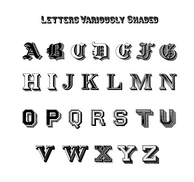 Different types of shadings on fonts from Draughtsman's Alphabets