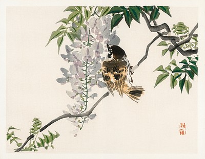 Sparrow branch Kōno Bairei (1844-1895). | Free Photo Illustration ...