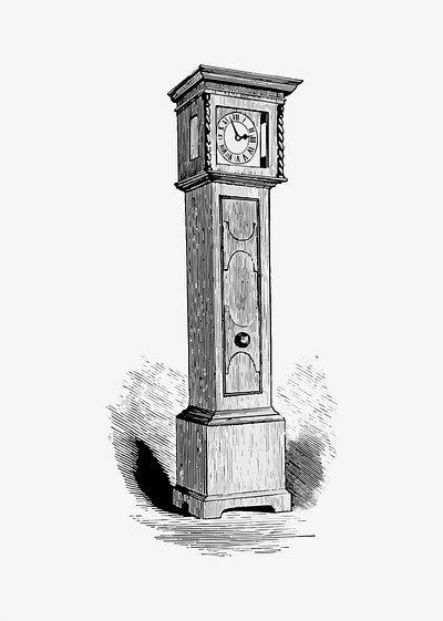 vintage grandfather clock drawing