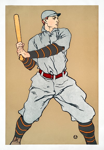 Vintage Baseball Outfielder Illustration (1903) Poster by