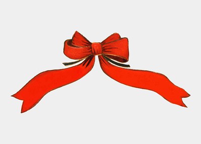 Festive Collection Of Red Ribon Tied Bows With Watercolor Texture