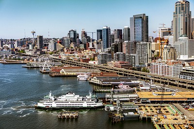 Aerial view Seattle, Washington, waterfront | Free Photo - rawpixel