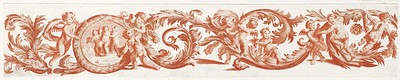 Leaf ornament with Putti by <a href="https://www.rawpixel.com/search/Johan%20Teyler?sort=curated&amp;page=1">Johan Teyler</a> (1648-1709). Original from The Rijksmuseum. Digitally enhanced by rawpixel.