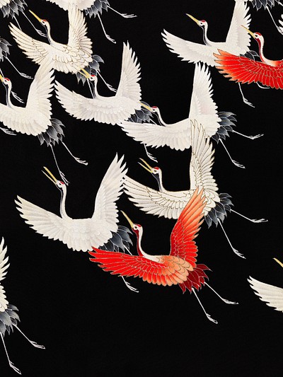 Furisode Myriad Flying Cranes (1910–1920) | Free Photo Illustration ...