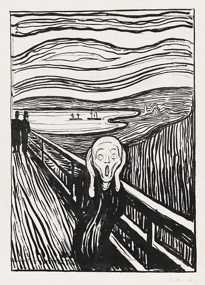 The Scream (1895) by <a href="https://www.rawpixel.com/search/Edvard%20Munch?sort=curated&amp;type=all&amp;page=1">Edvard Munch</a>. Original from The MET Museum. Digitally enhanced by rawpixel.