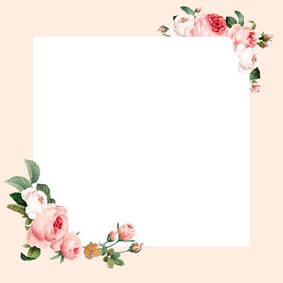 Blank floral square frame vector | Premium Vector - rawpixel