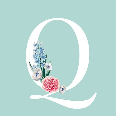 Floral capital letter Q alphabet | Free Vector - rawpixel