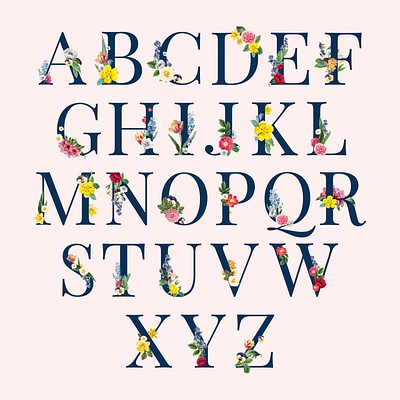 Floral capital alphabet set vector | Premium Vector - rawpixel