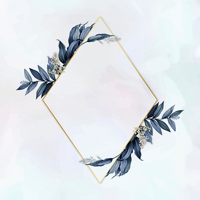 Gold rhombus frame decorated with blue | Premium PSD - rawpixel