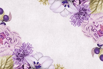 Vintage purple floral frame design | Free PNG - rawpixel