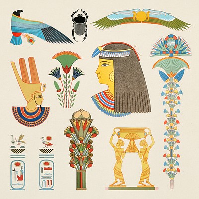 Ancient Egyptian ornamental psd element illustration