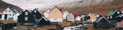 Nordic houses in Eysturoy, Faroe Islands, Denmark