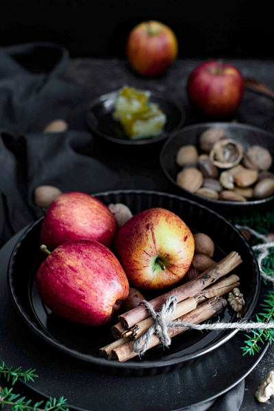 Closeup Of Apples And Cinnamon 