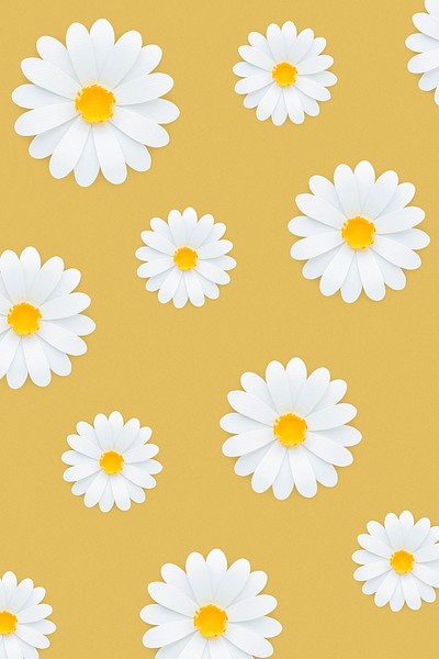 White daisy pattern on yellow | Premium PSD - rawpixel