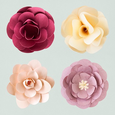 Pastel paper flower png set | Premium PNG - rawpixel