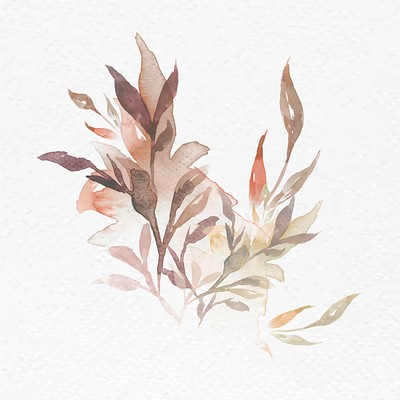 Watercolor leaf brown floral vector | Premium Vector Illustration ...