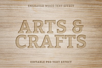 Text effect PSD, engraved wood | Premium PSD Add-on - rawpixel