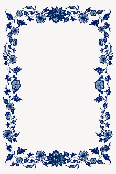 Blue vintage flower frame, decorative design vector