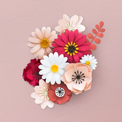 Pink and white flower elements | Premium PSD - rawpixel