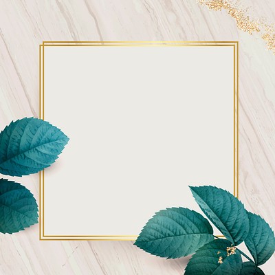 Square gold frame with foliage | Premium Vector - rawpixel