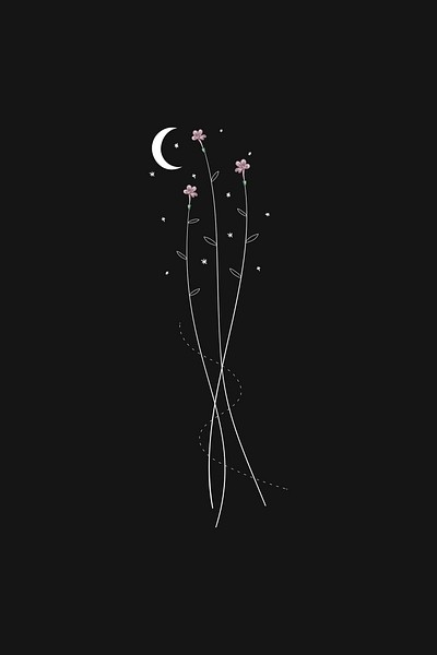 Flowers and a moon on a black | Premium Vector - rawpixel