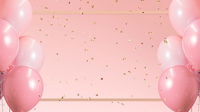 Golden frame balloons pink background | Premium PSD - rawpixel