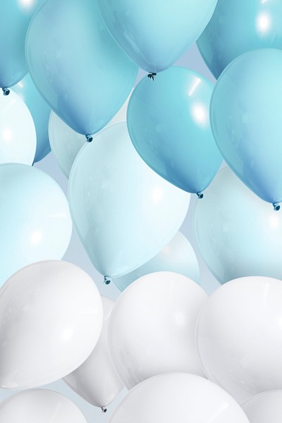 Pastel blue balloons wallpaper design | Premium PSD - rawpixel