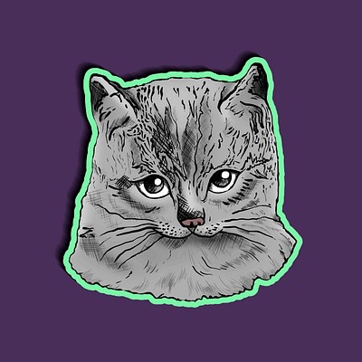 Hand drawn gray cat sticker | Premium Vector Illustration - rawpixel