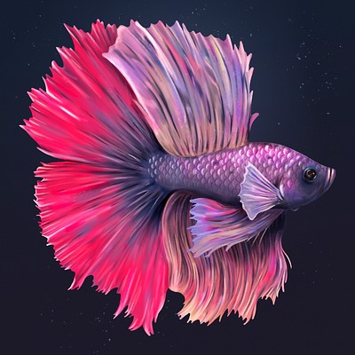 Purple and pink betta fish | Premium PSD - rawpixel