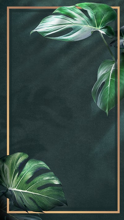 Rectangle golden monstera frame design | Premium PSD - rawpixel