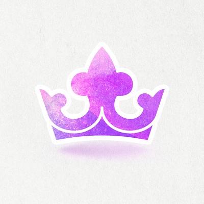 Purple textured paper crown sticker design element