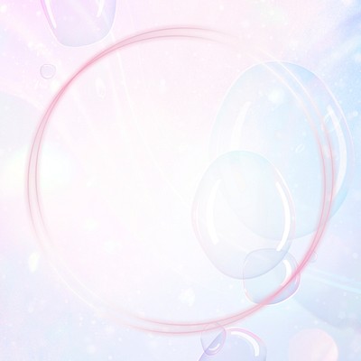 Round holographic bubble frame psd pastel