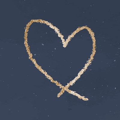 Gold sparkle vector heart icon