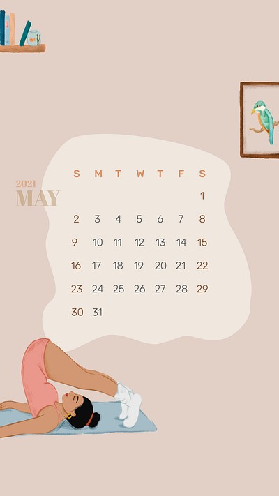 2021 calendar May template phone wallpaper vector hand drawn lifestyle