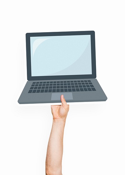 Had holding a laptop clipart