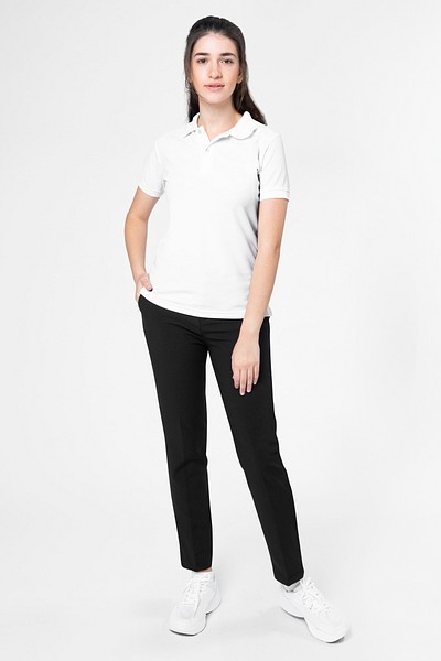 white polo black pants