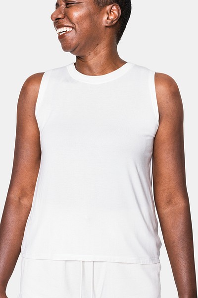 PNG women's white tank top mockup, free image by rawpixel.com / Chanikarn  Thongsupa