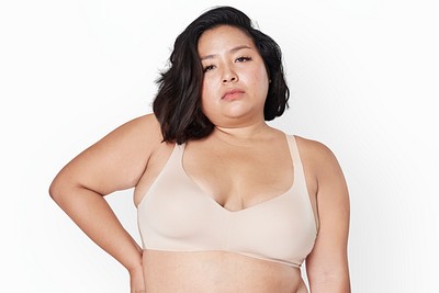 Premium Photo  Plus size woman posing in studio in lingerie