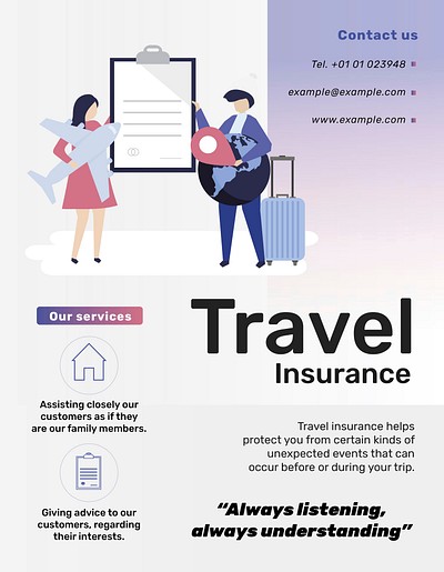 Travel Insurance Template Vector Flyer | Premium Vector Template - Rawpixel