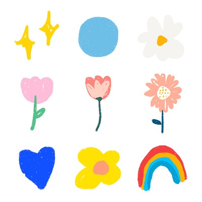 Premium Vector  Colorful hand drawn aesthetic stickers collection