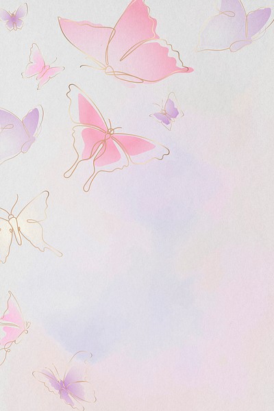 Aesthetic butterfly background, pink border, | Premium PSD - rawpixel